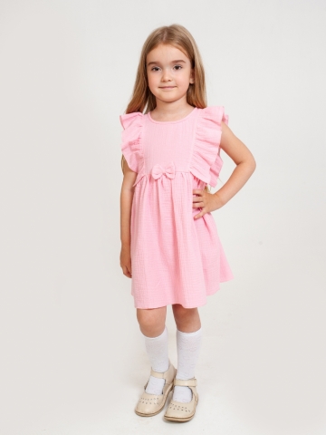 Купить 322-Р. Платье из муслина детское, хлопок 100% розовый, р. 74,80,86,92 в Изобильном